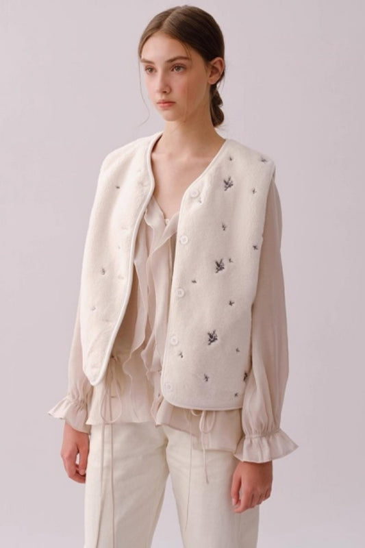 Reversible Floral Suede Vest