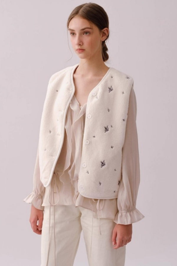 Reversible Floral Suede Vest