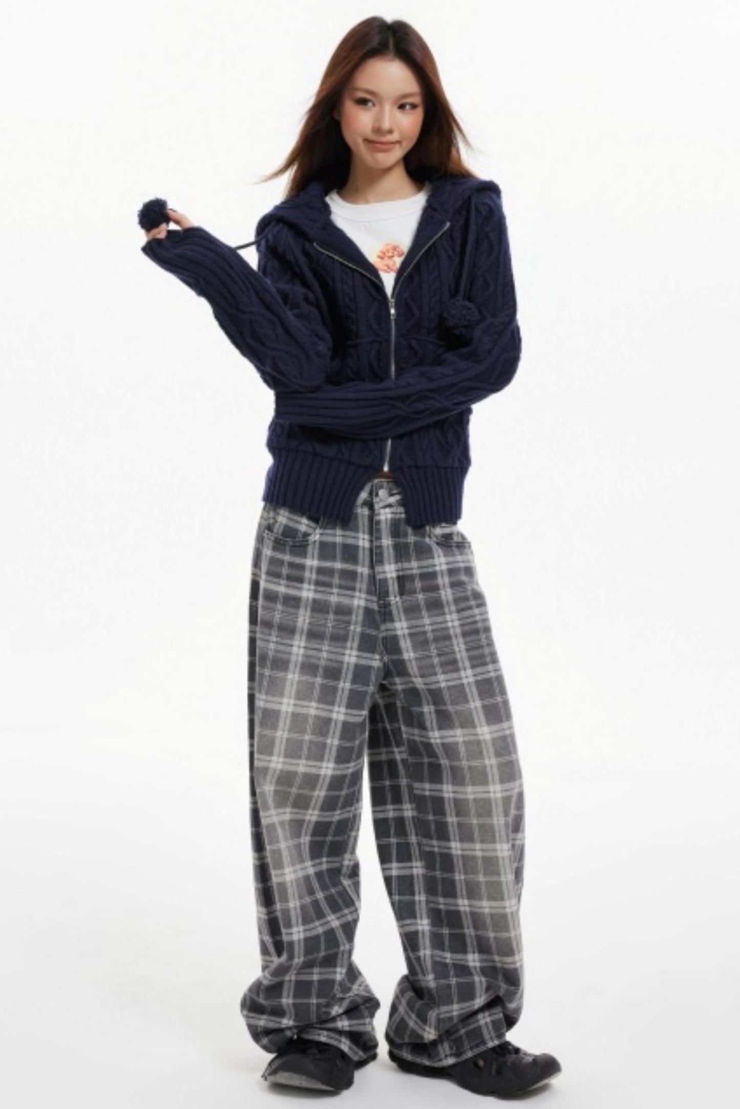 American Hooded Cable Knit Sweater