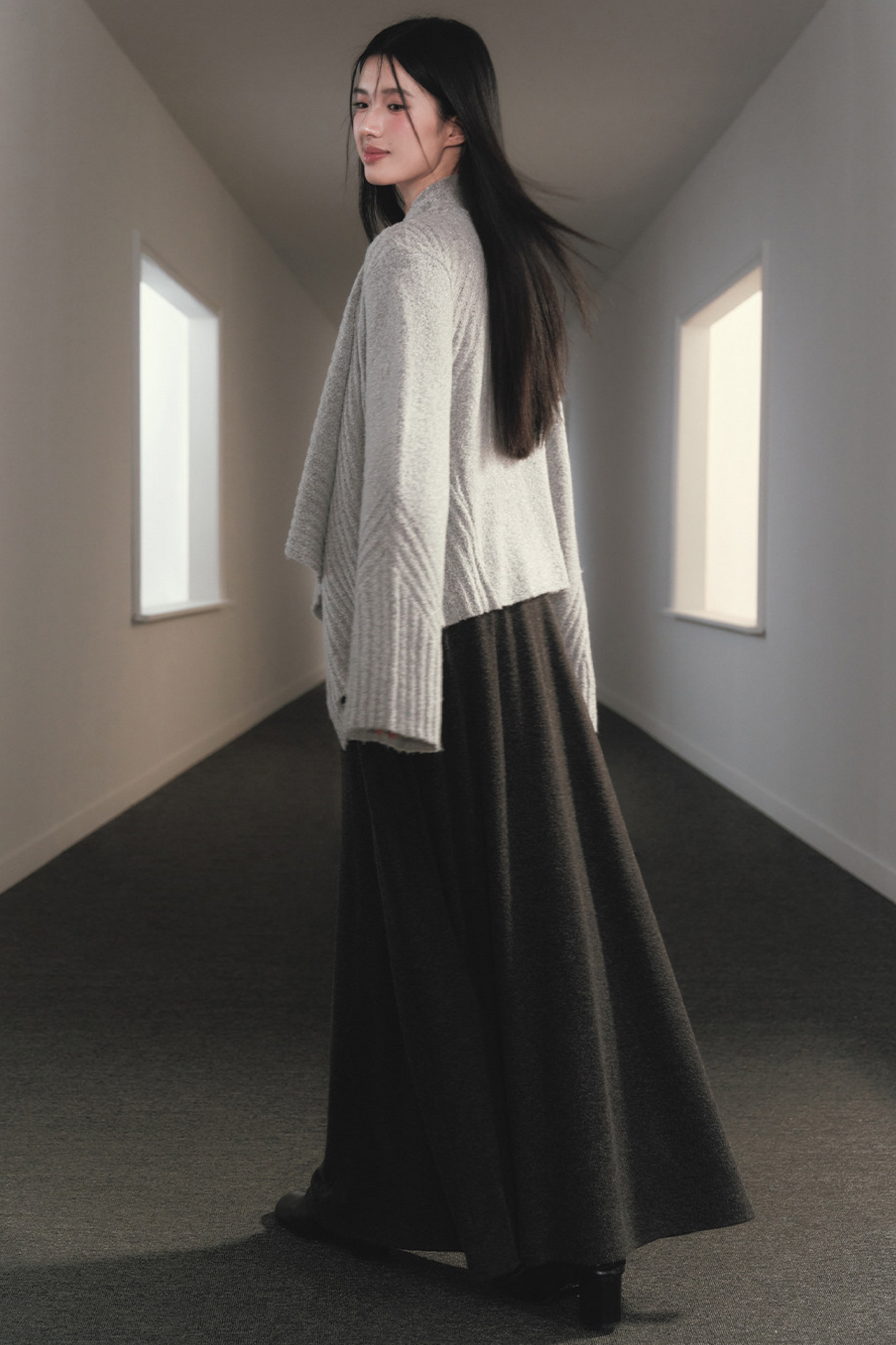 Irregular Lapel Knitted Cardigan