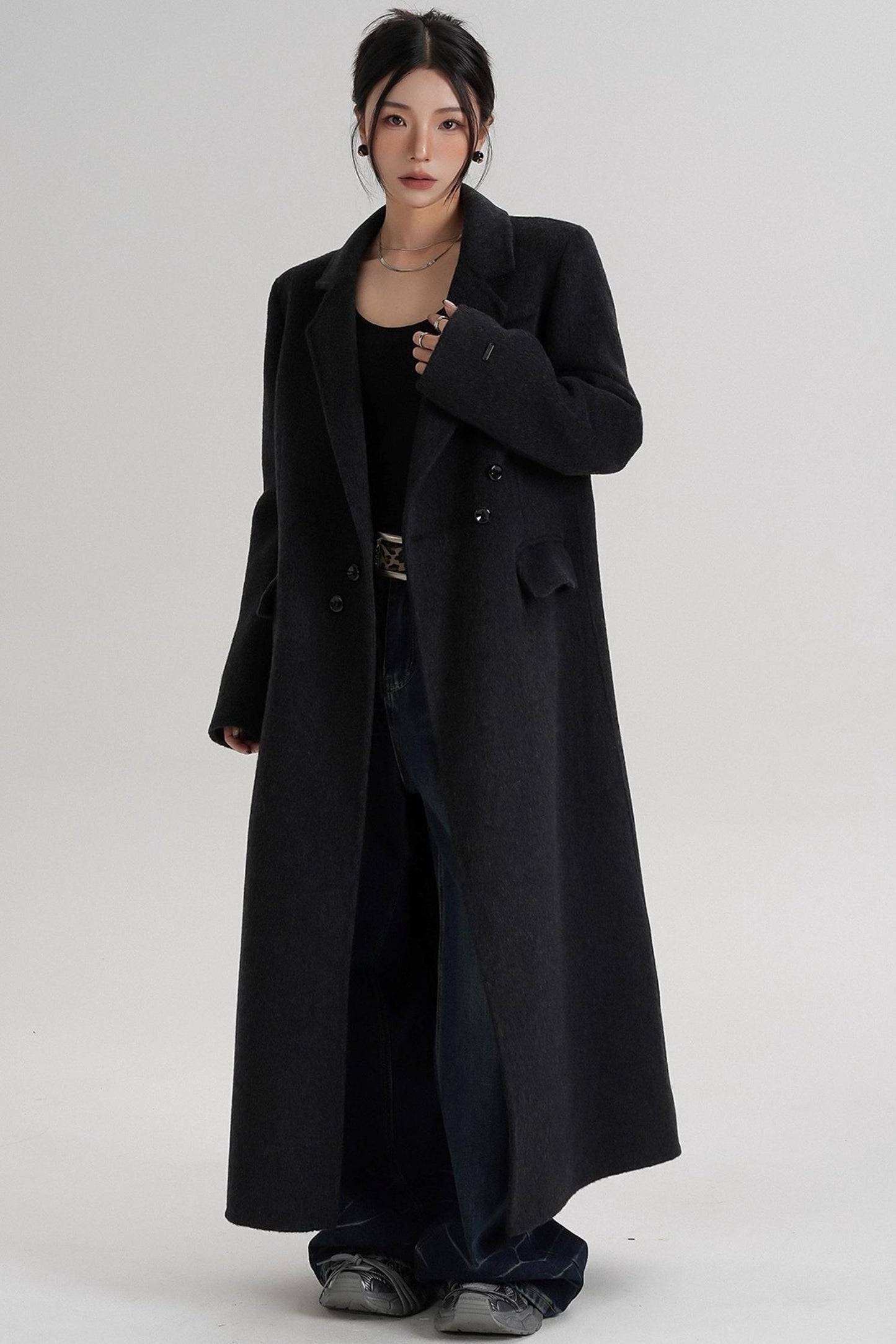 Reversible Long Shoulder Wool Coat