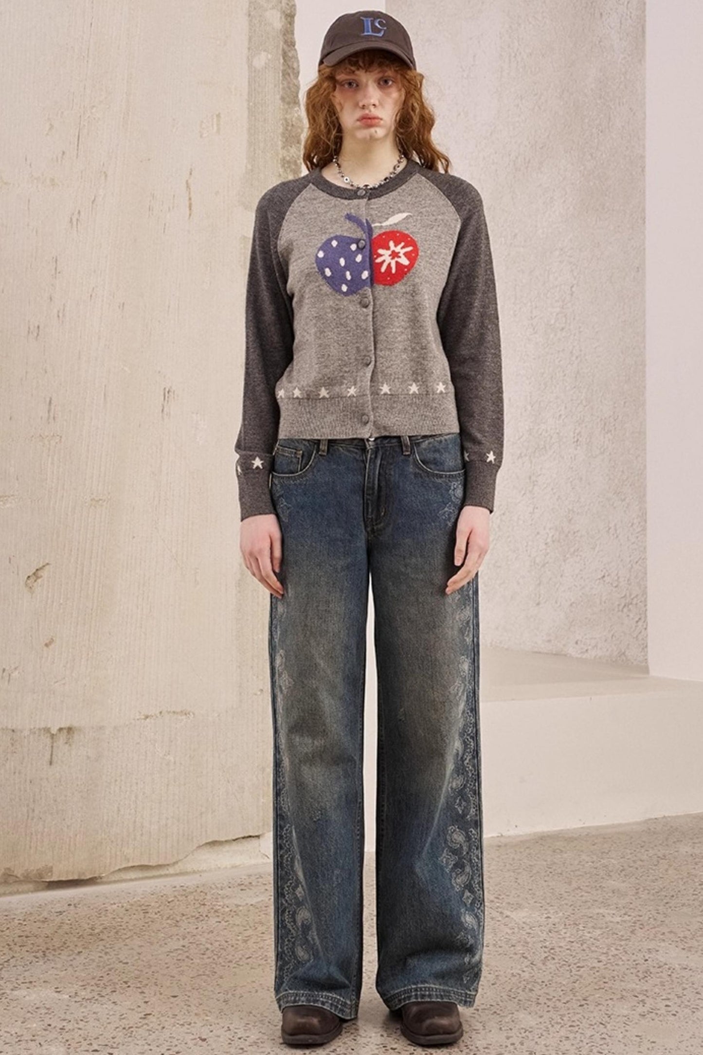 Apple Wool Blend Slim Fit Knitted Cardigan