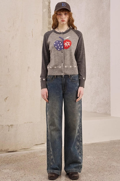 Apple Wool Blend Slim Fit Knitted Cardigan