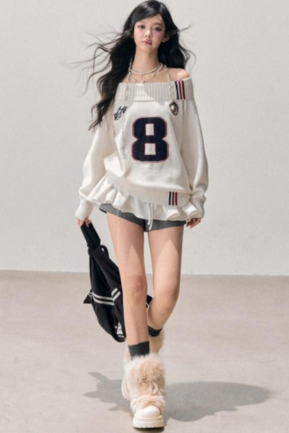 Youthful Off-Shoulder Knit Sweater