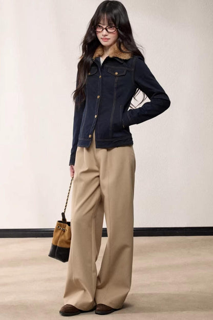 Fur Collar Patchwork Denim Jacket