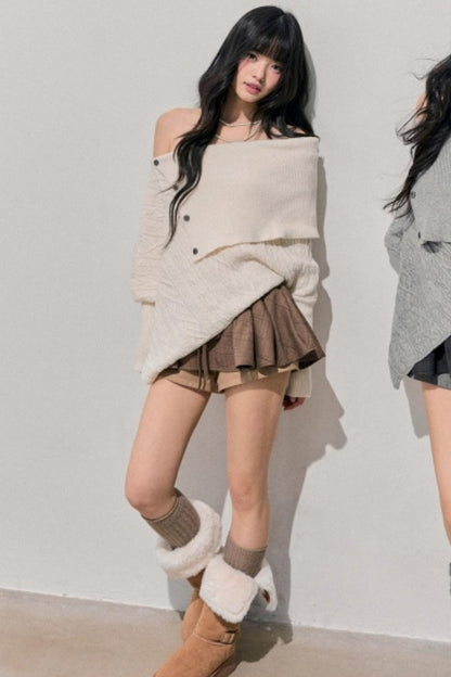 Asymmetrical French Cable Sweater