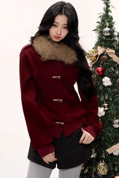 Mulled Wine Burgundy Knitted Cardigan Set-Up