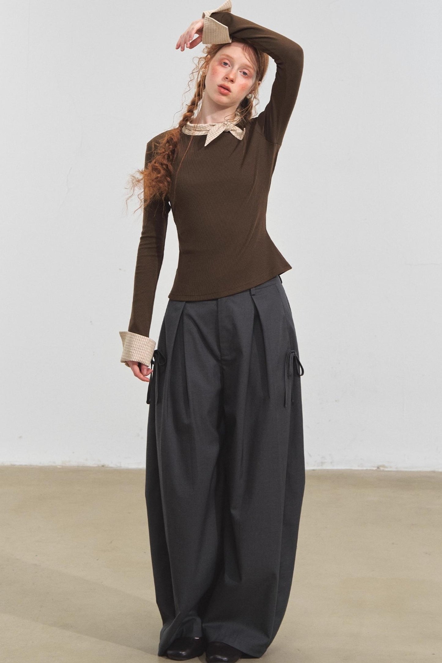 Bow Tie Slim Knit Top