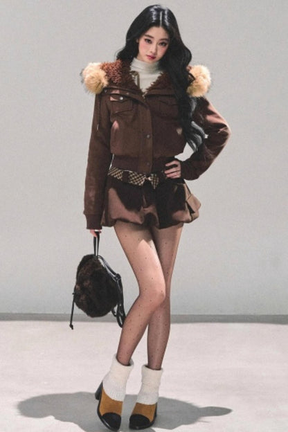 Winter Plush Hooded Coat