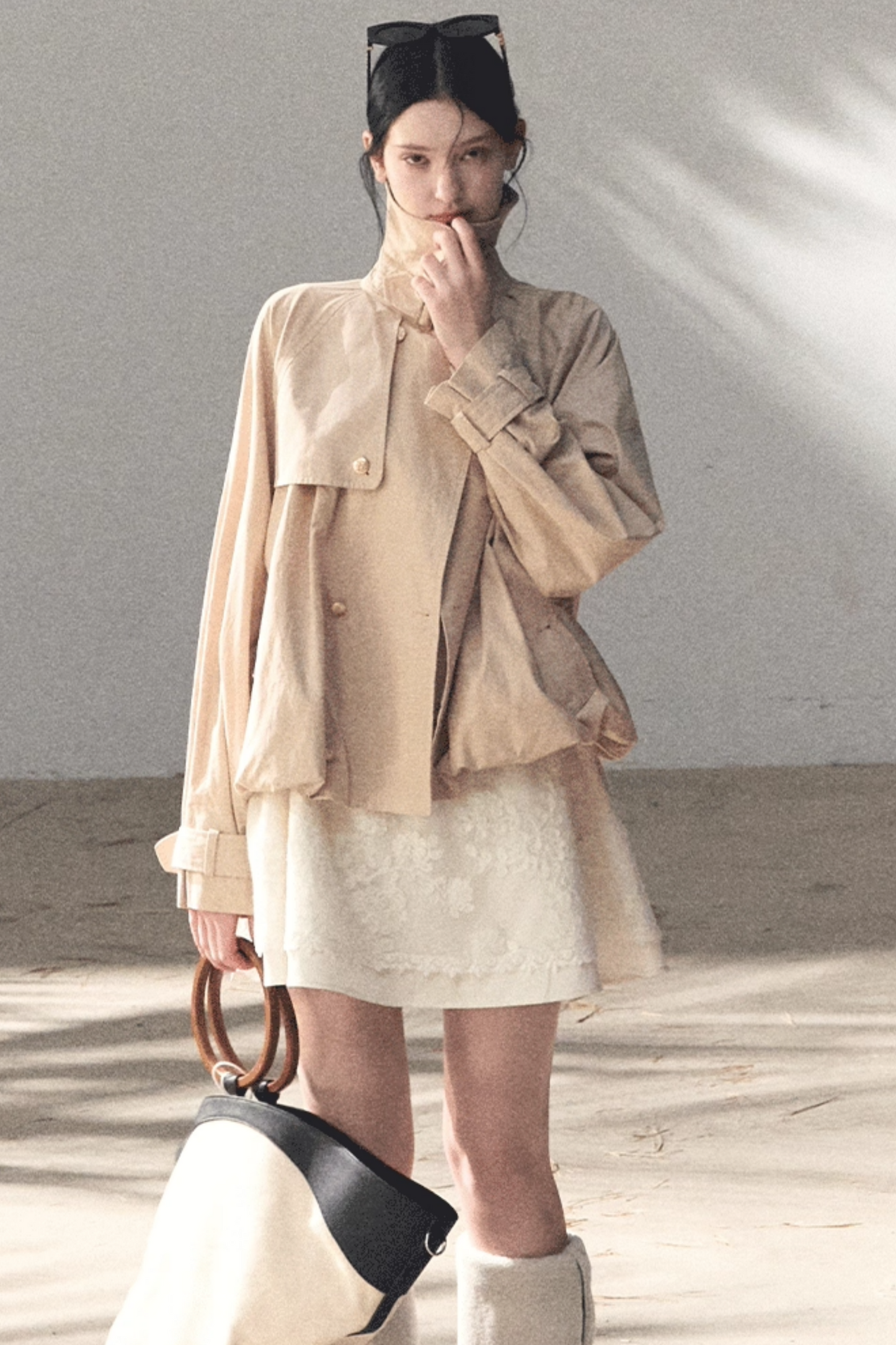 Wool Blend Embossed Floral Dress