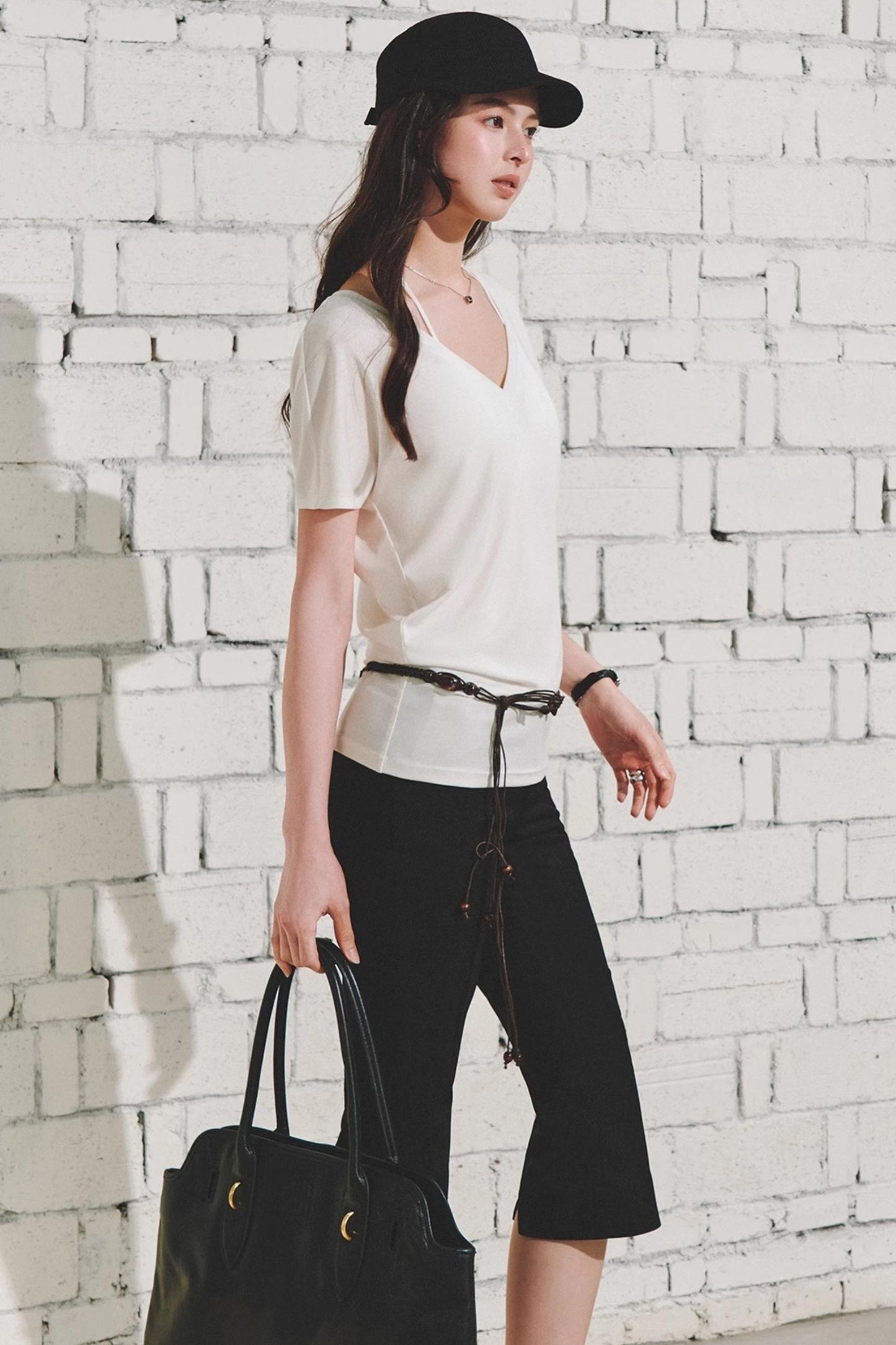 Effortless V-Neck Bat Sleeve Top