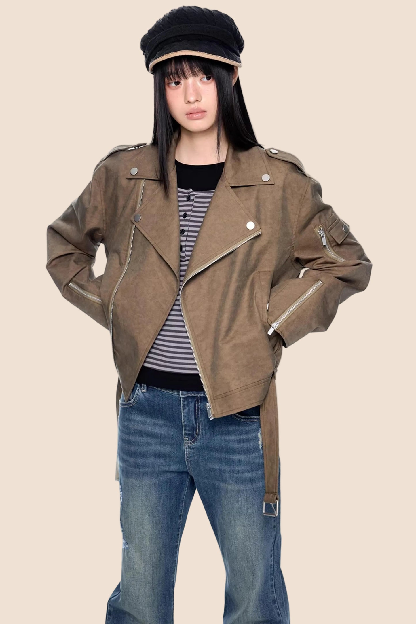 Deconstructed Zipper Retro Jacket