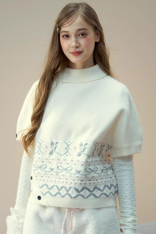 Lapel Design Cape Sweater