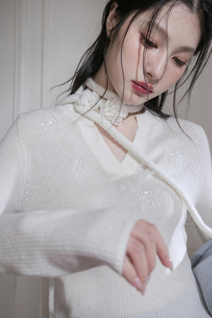 Wool Sequin Embroidered Top