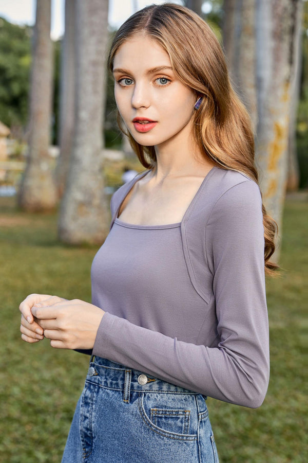 Lady Square Neck Long Sleeve T-Shirt
