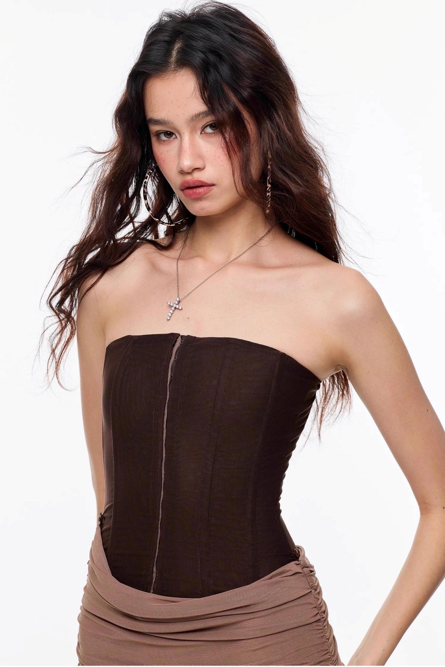 Wind Mesh Fishbone Corset Dress