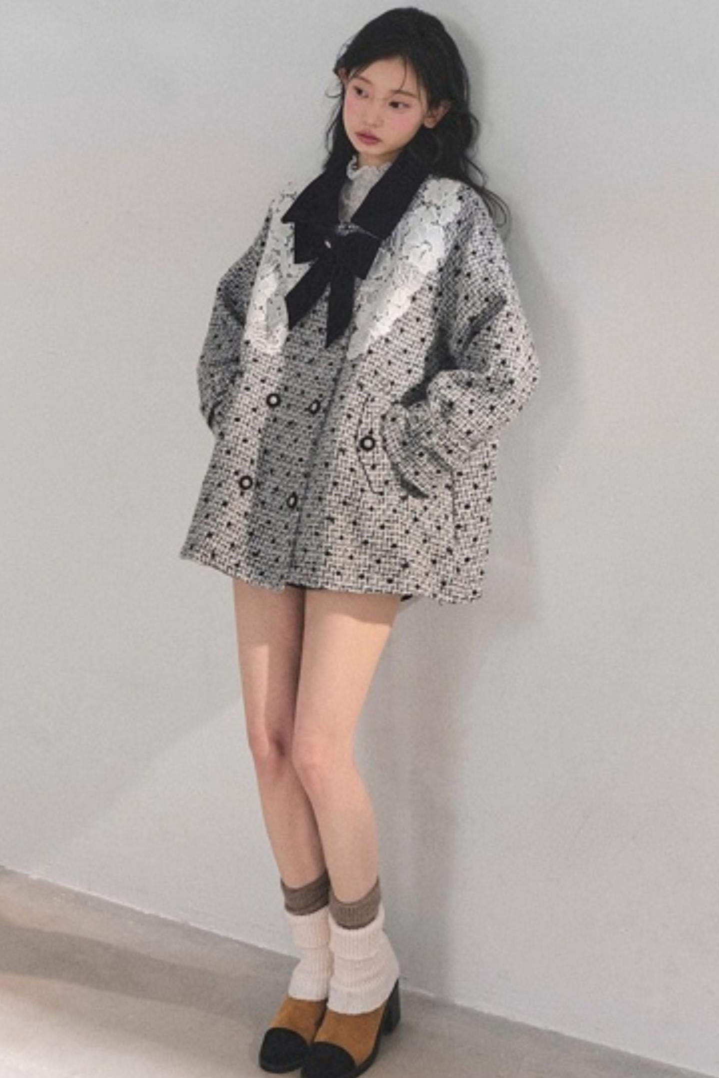 Lace Plaid Winter Coat