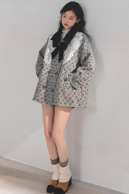 Lace Plaid Winter Coat