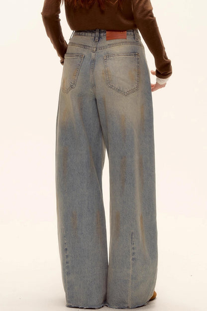 Vintage Washed Distressed Denim Pants