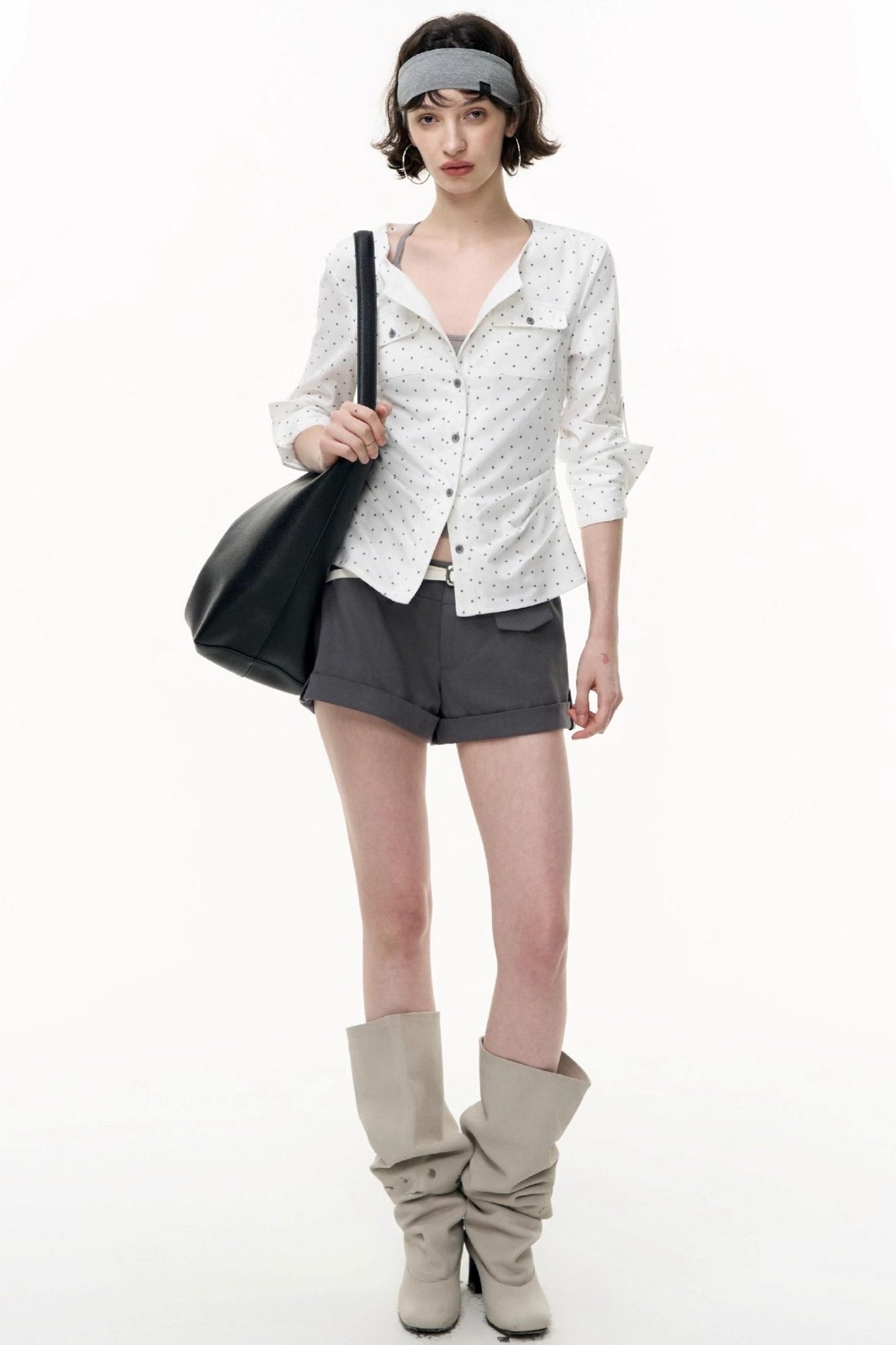 Slimming Retro Polka Dot Shirt