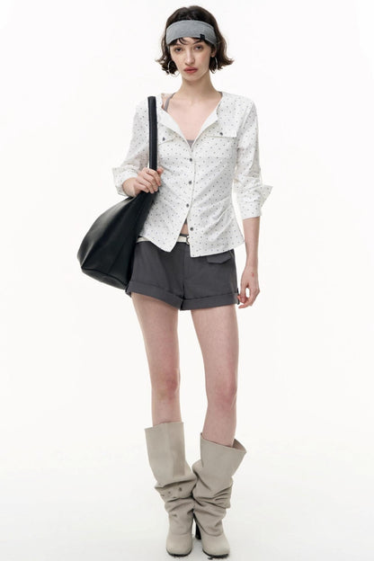 Slimming Retro Polka Dot Shirt