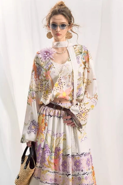 Chiffon Ribbon V-Neck Blouse