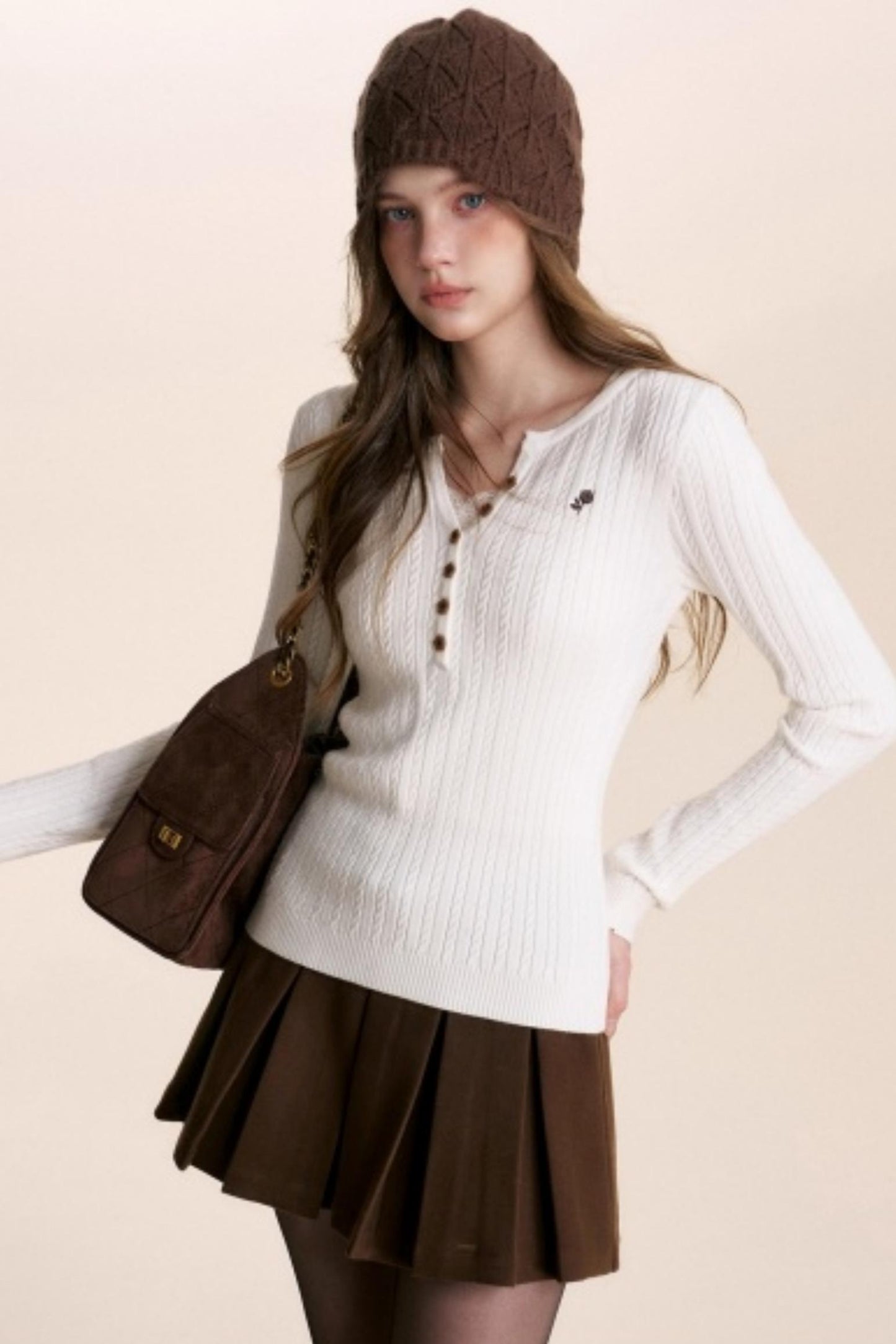 Fine Cable Knit Cardigan