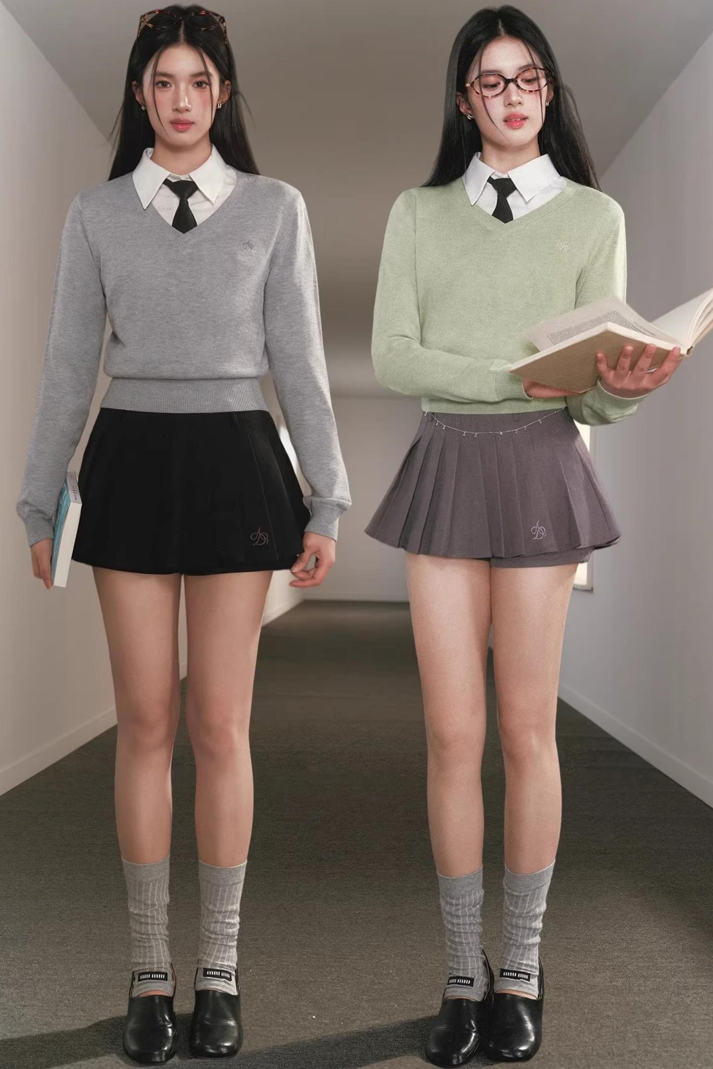 V-Neck Waist-Cinching Knit Sweater