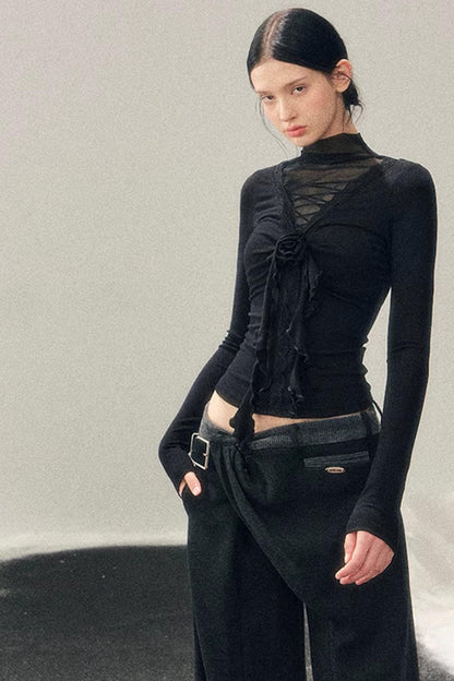 High-Neck Lace Winter Top