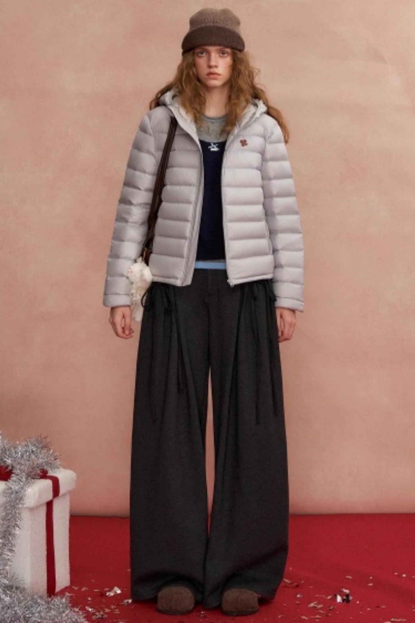 Pleated Bow Woolen Pants