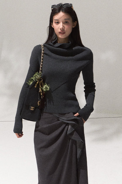 Green Oak Gray Pleated Skirt