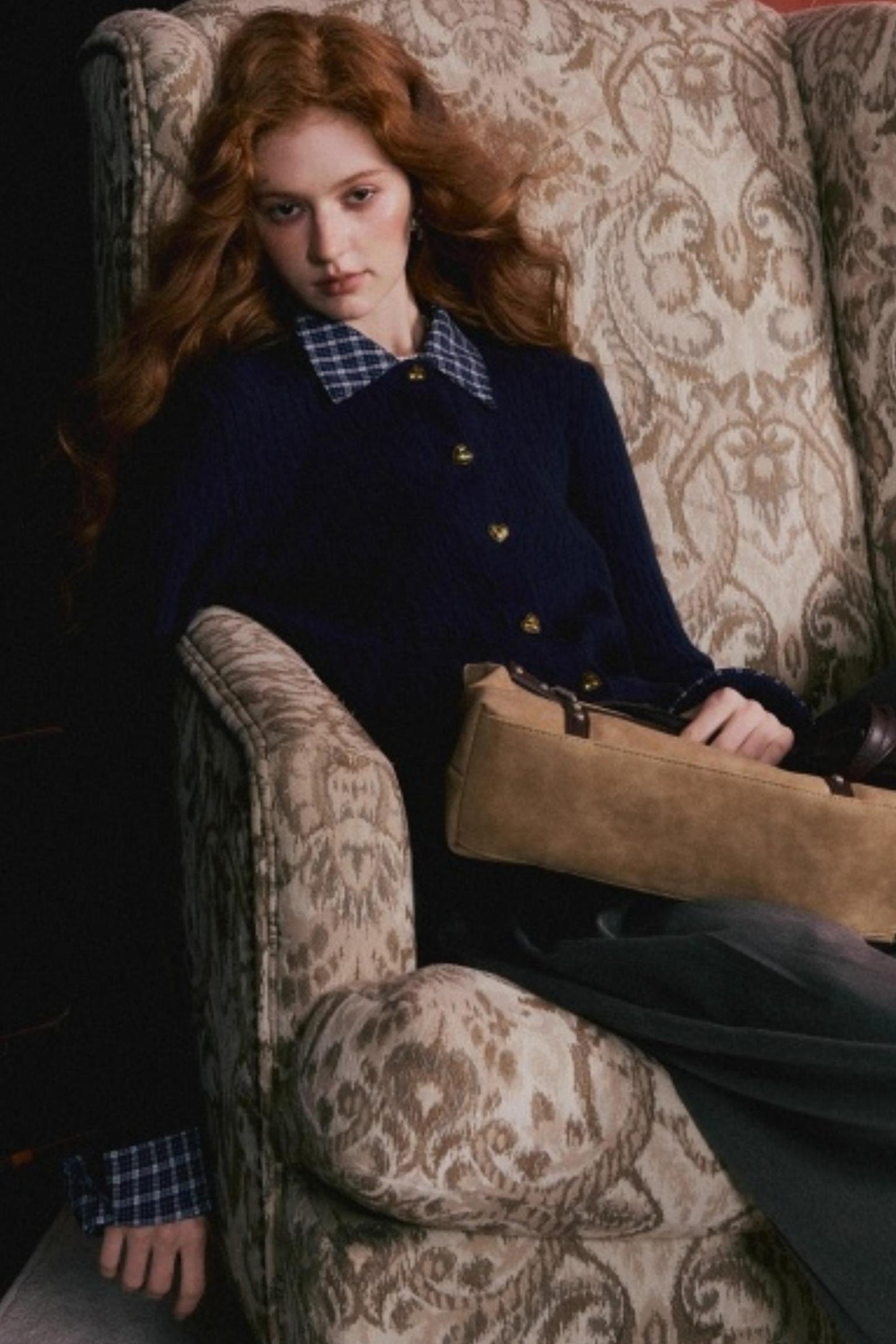 Wool Blend Plaid Knit Top