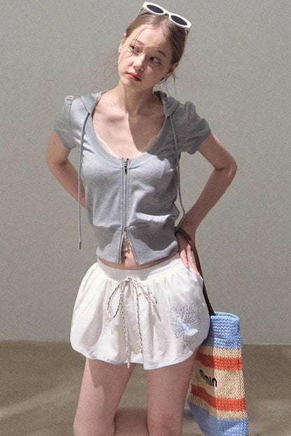 Color Block U-Neck Hooded Cardigan