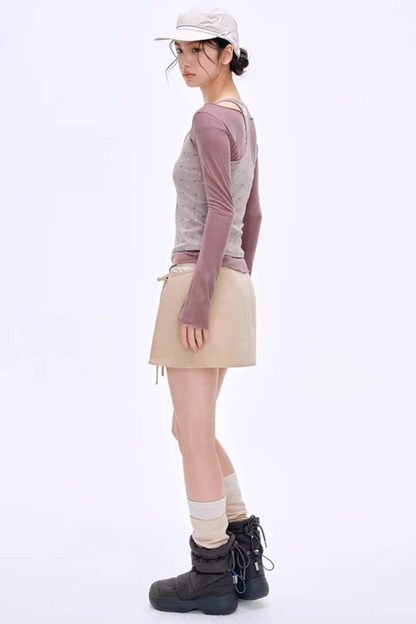 High-Gloss Two-Tone Slouch Socks