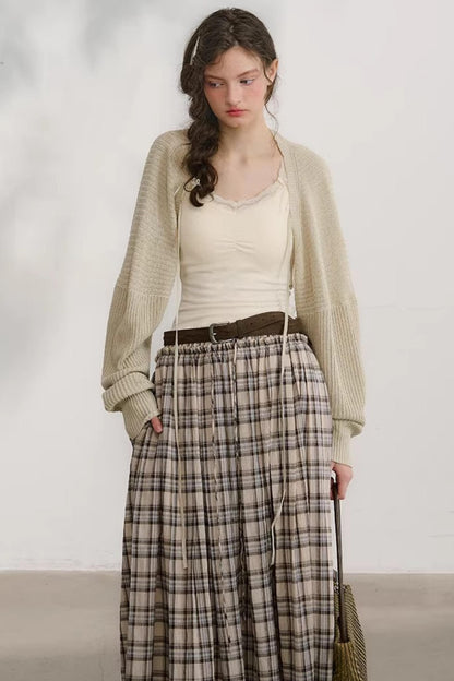 Cotton Lace Plaid Skirt