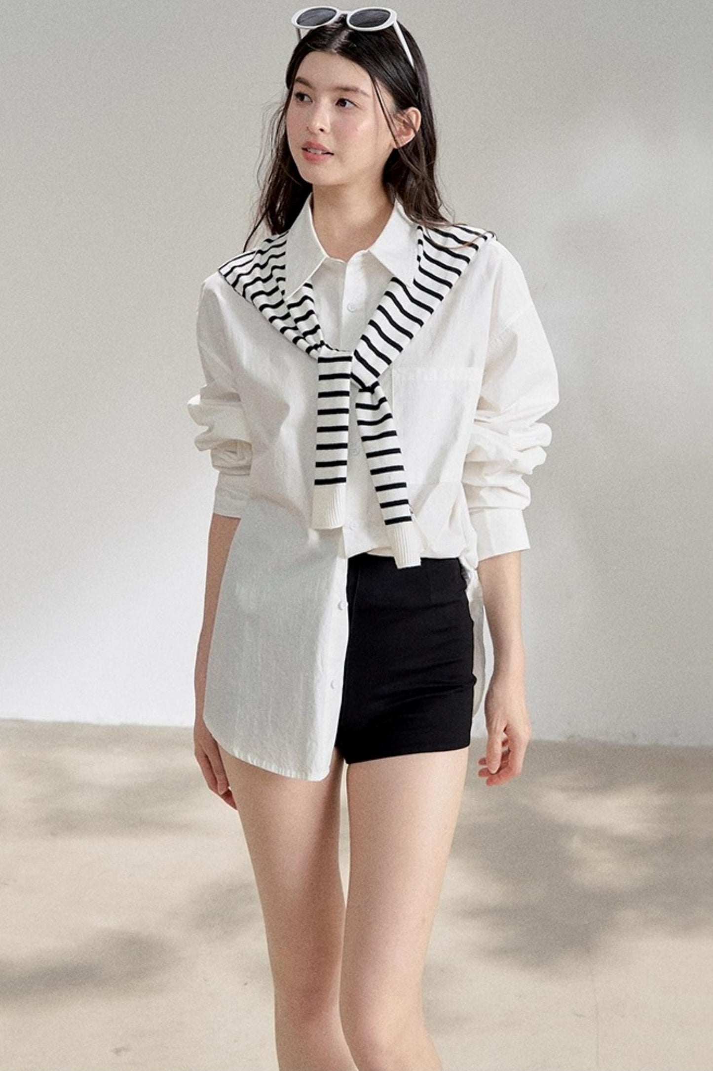White Striped Oversize Shirt