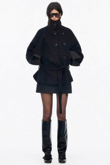 Asymmetrical Wool Coat Skirt Set-Up