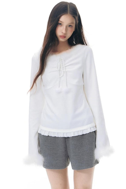 Patchwork Tweed Bootcut Shorts