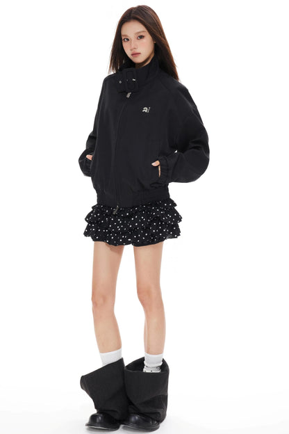 Polka Dot Stand-Up Jacket