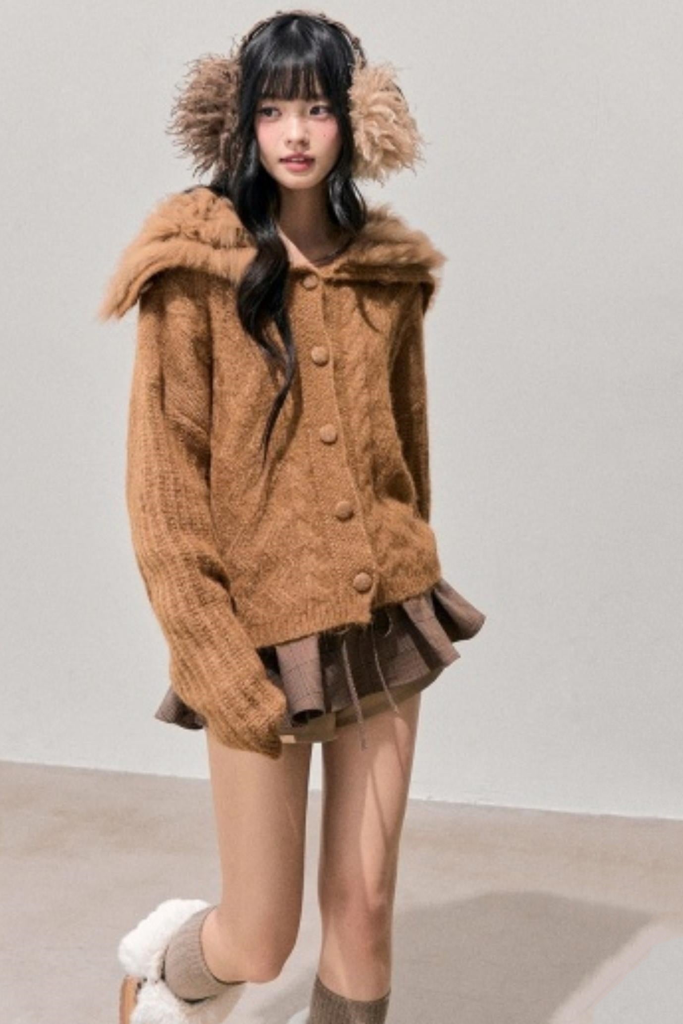 Fox Fur Knit Cardigan
