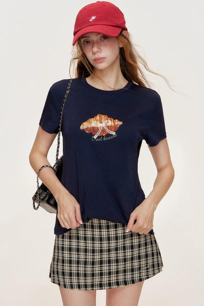 Croissant Lace Short Sleeve T-Shirt