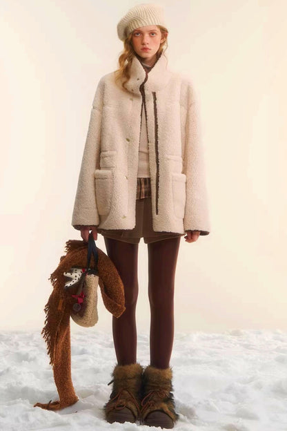 Reversible Lamb Wool Biker Jacket