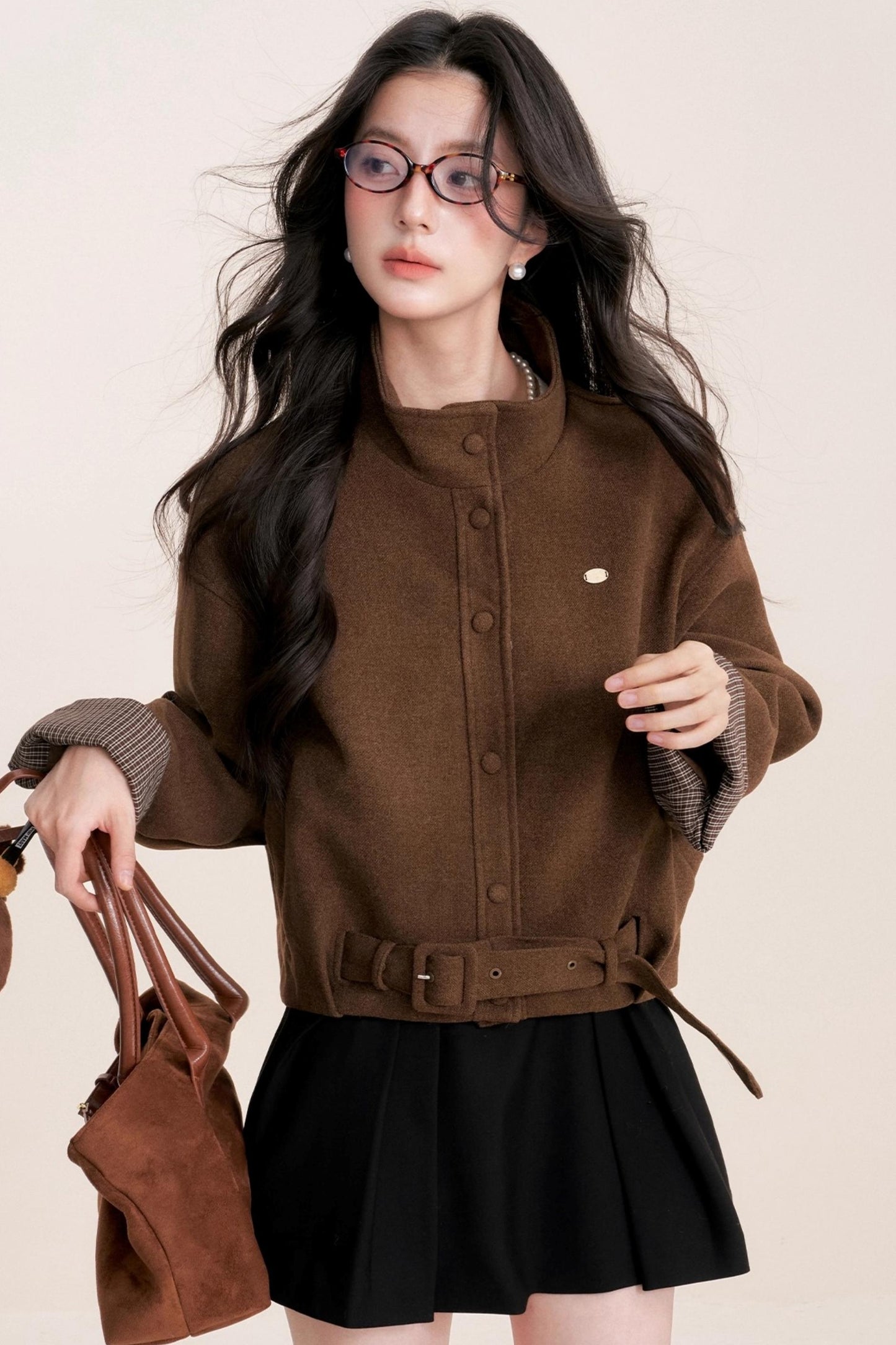 Caramel Check Woolen Jacket