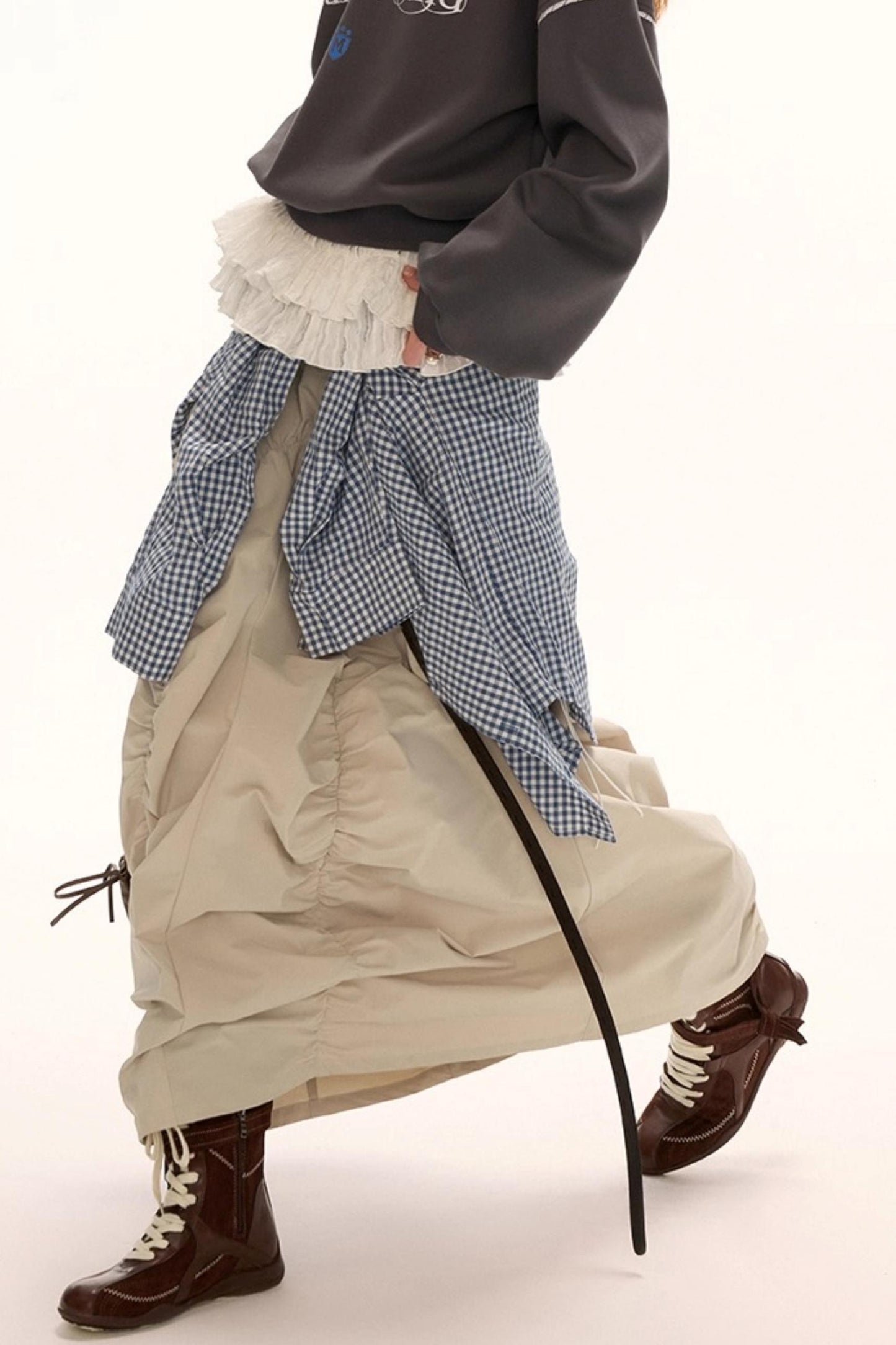 Functional Irregular Hem Black Skirt