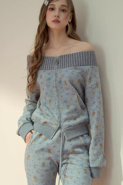 One-Shoulder Sweater With Trousers Set-Up