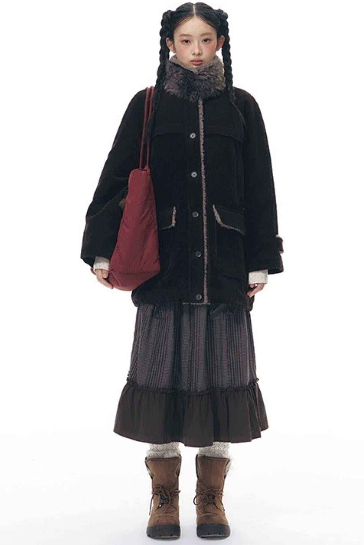 Corduroy Plush Patchwork Jacket