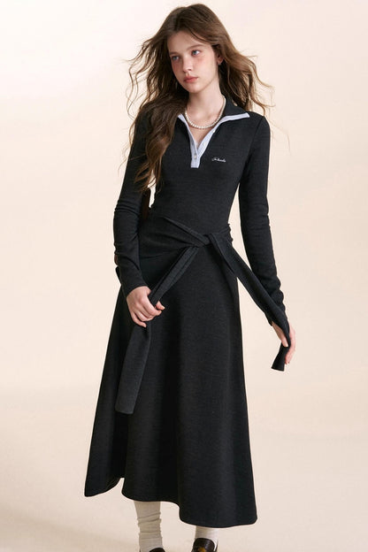 Lace-Up Knitted Dress