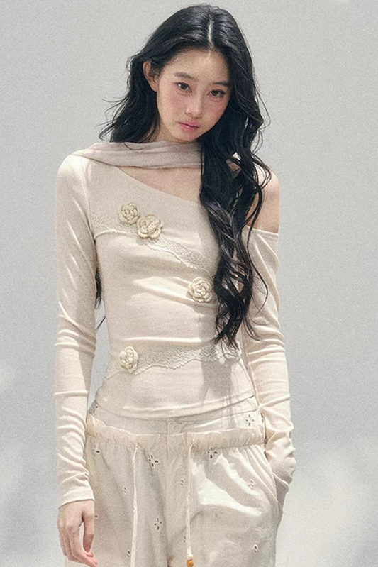 Rose Whisper Off-Shoulder Blouse