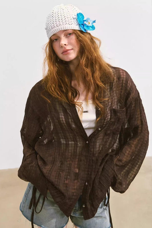 Plaid Mesh Summer Shirt Jacket