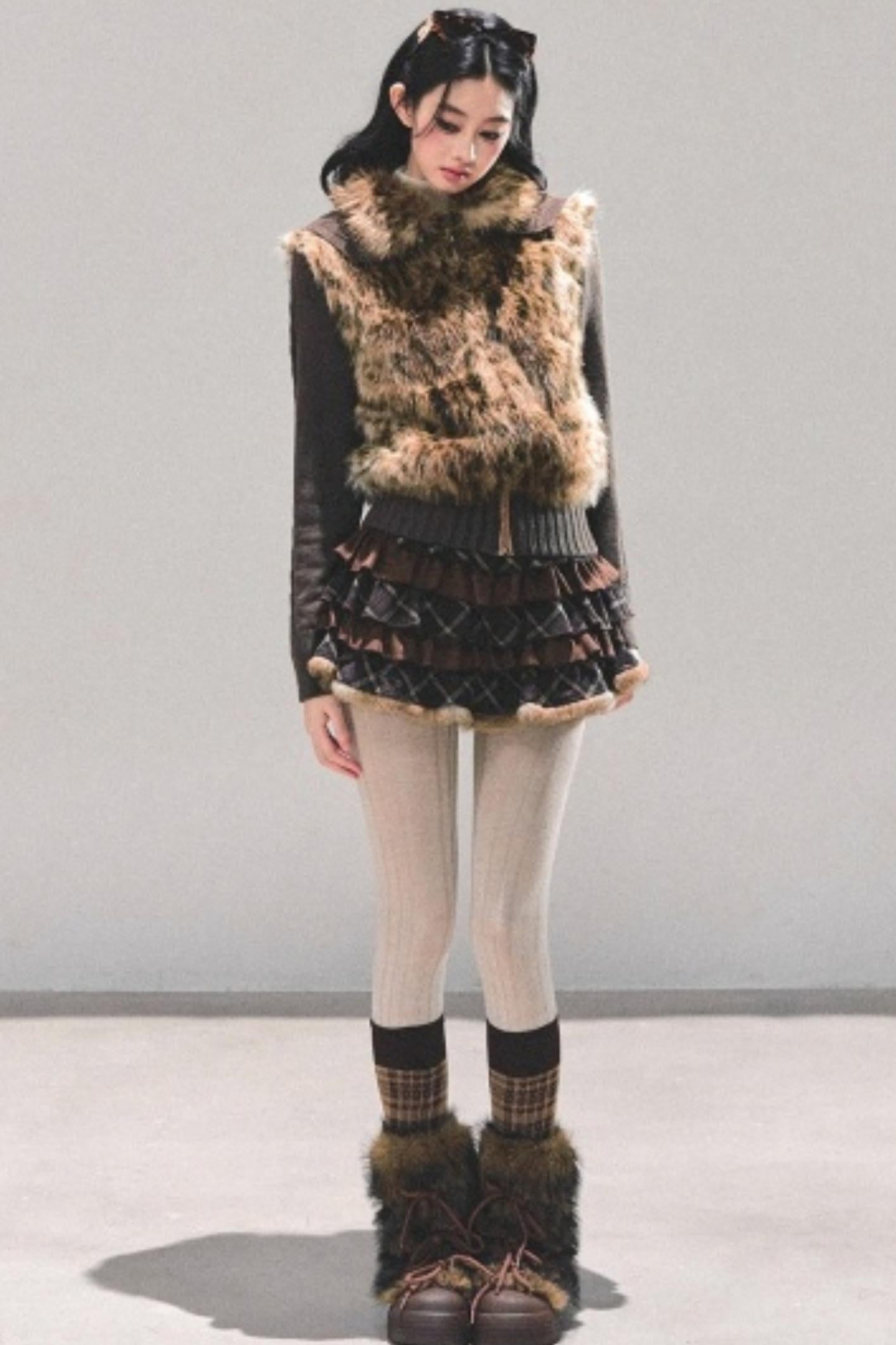 Maillard Poetry Plaid Skirt